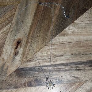 Elegant Silver Sunburst Pendant Necklace